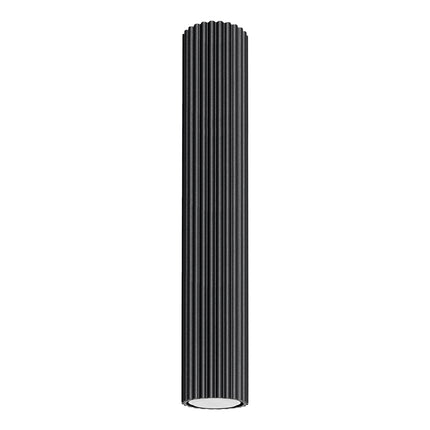 Plafonnier Oslo 40 noir en aluminium cannelé, luminaire de plafond design graphique