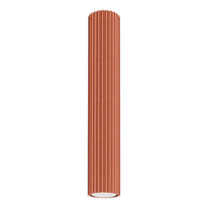 Plafonnier Oslo 40 rouge ocre en aluminium cannelé, luminaire de plafond terre cuite