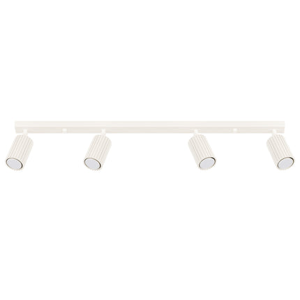 Plafonnier Oslo 4 lumières beige, barre en aluminium avec quatre spots orientables, design japandi épuré.