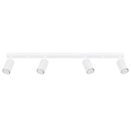 Plafonnier Oslo 4 lumières blanc, barre en aluminium avec quatre spots orientables, design japandi épuré.