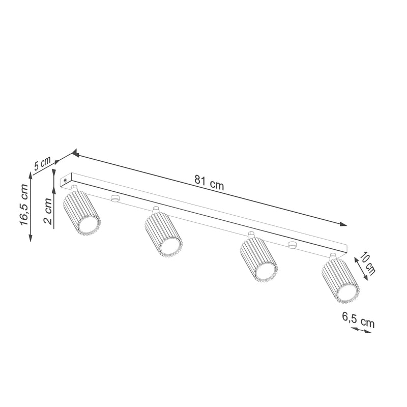 Dimensions Oslo Bar Ceiling Light with 4 Adjustable Spotlights, 81 cm, Black Aluminum