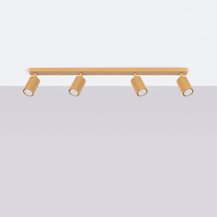 Plafonnier Oslo 4L or fixé au plafond, éclairage GU10 orientable pour une pièce lumineuse et minimaliste.