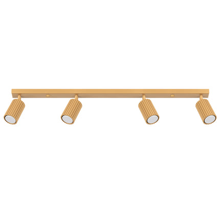 Plafonnier Oslo 4 lumières or, barre en aluminium avec quatre spots orientables, design japandi épuré.