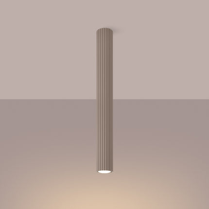 Plafonnier Oslo 60 Aluminium Cannelé Taupe, lumière allumée
