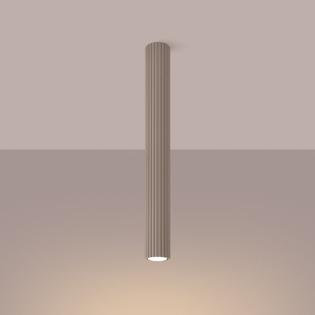 Oslo ceiling light 60 fluted aluminum taupe, light on