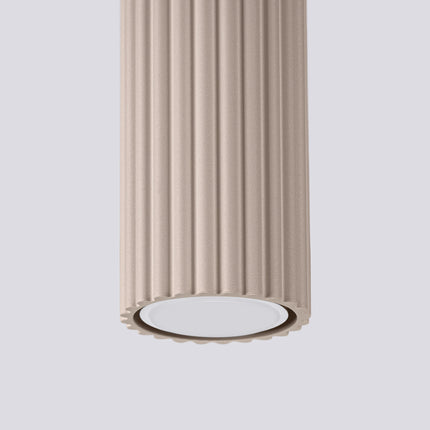 Plafonnier Oslo 60 Aluminium Cannelé Taupe, packshot de trois quarts