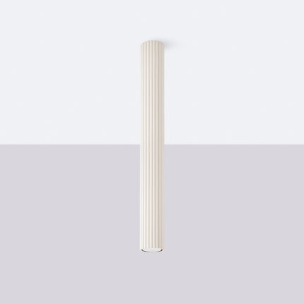 Plafonnier Oslo 60 beige fixé au plafond, silhouette verticale cannelée beige dans un intérieur