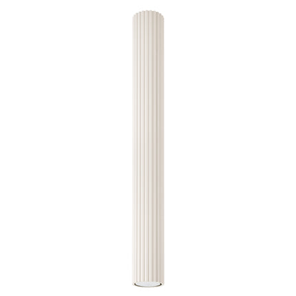 Plafonnier Oslo 60 beige, colonne cannelée en aluminium sur fond blanc, vue de face