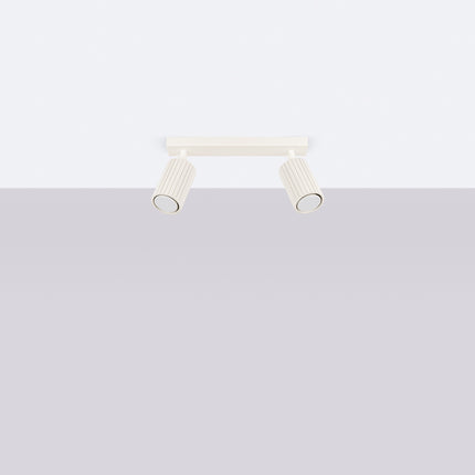 Plafonnier Oslo barre 2 spots orientables 30 cm beige, vue en situation