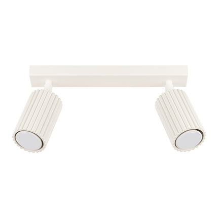 Plafonnier Oslo barre 2 spots orientables 30 cm beige, packshot sur fond blanc