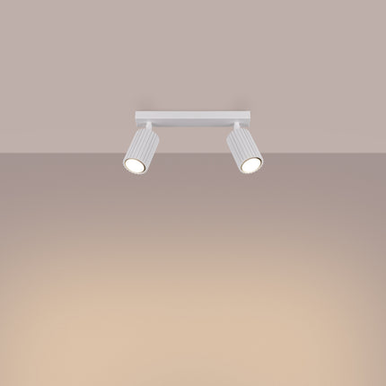 Plafonnier Oslo barre 2 spots orientables 30 cm blanc, lumière allumée