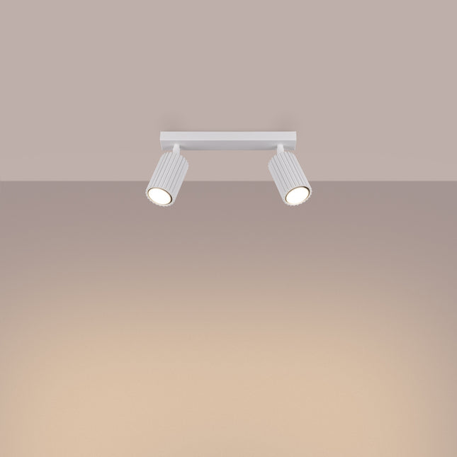 Plafonnier Oslo barre 2 spots orientables 30 cm blanc, lumière allumée