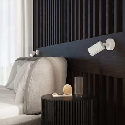 Plafonnier Oslo barre 2 spots orientables 30 cm blanc, intérieur contemporain