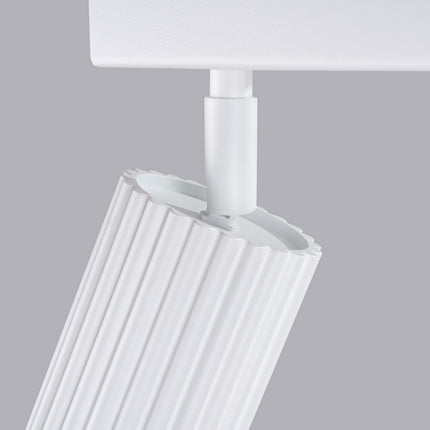 Plafonnier Oslo barre 2 spots orientables 30 cm blanc, détail des cannelures