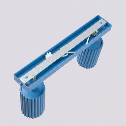 Plafonnier Oslo barre 2 spots orientables 30 cm bleu ciel, vue de détail