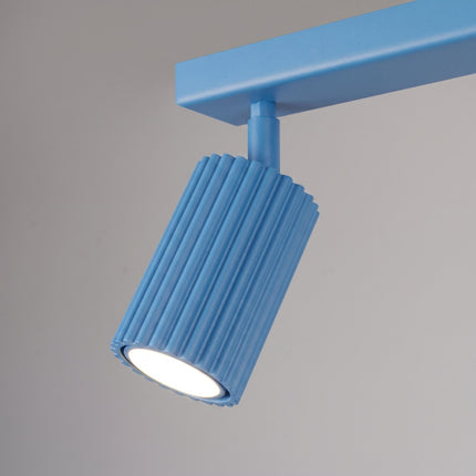 Plafonnier Oslo barre 2 spots orientables 30 cm bleu ciel, détail des cannelures