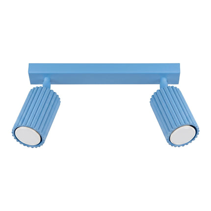 Plafonnier Oslo barre 2 spots orientables 30 cm bleu ciel, packshot sur fond blanc