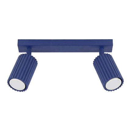 Plafonnier Oslo barre 2 spots orientables 30 cm bleu outremer, packshot sur fond blanc