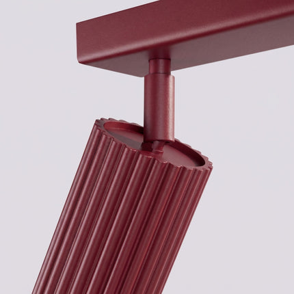 Plafonnier Oslo barre 2 spots orientables 30 cm bordeaux, détail de la fixation