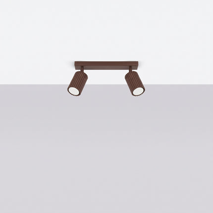 Plafonnier Oslo barre 2 spots orientables 30 cm brun chocolat, vue en situation sur fond clair