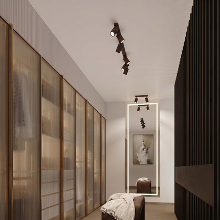 Plafonnier Oslo barre 2 spots orientables 30 cm brun chocolat au-dessus d'un plan de travail