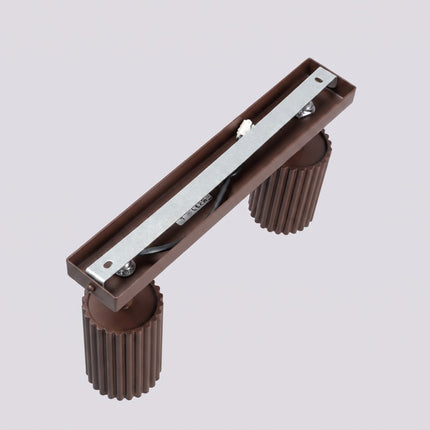 Plafonnier Oslo barre 2 spots orientables 30 cm brun chocolat, vue de détail