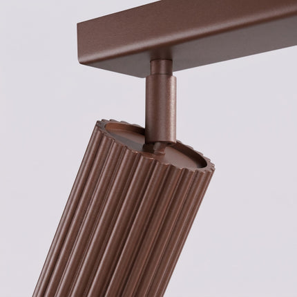 Plafonnier Oslo barre 2 spots orientables 30 cm brun chocolat, détail de la fixation