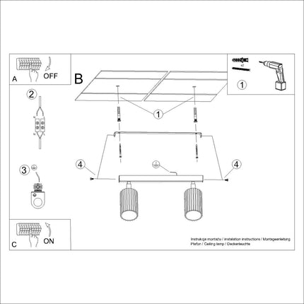Notice de montage du modèle plafonnier oslo barre 2 spots orientables 30 cm brun chocolat