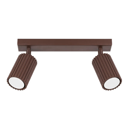 Plafonnier Oslo barre 2 spots orientables 30 cm brun chocolat, packshot sur fond blanc