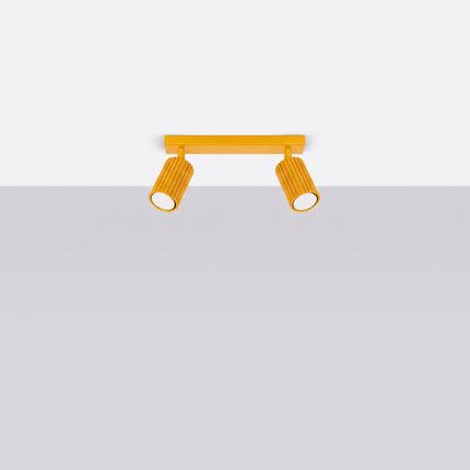Plafonnier Oslo barre 2 spots orientables 30 cm jaune ambré, vue en situation sur fond clair