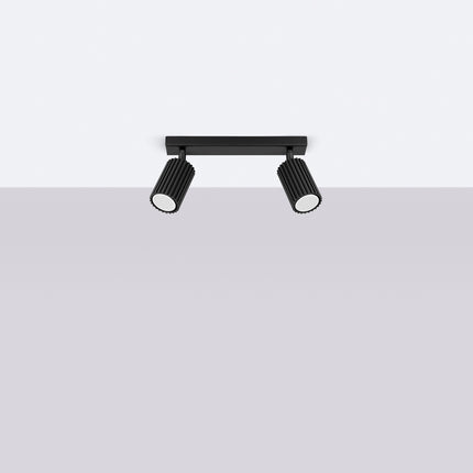 Plafonnier Oslo barre 2 spots orientables 30 cm noir, vue en situation