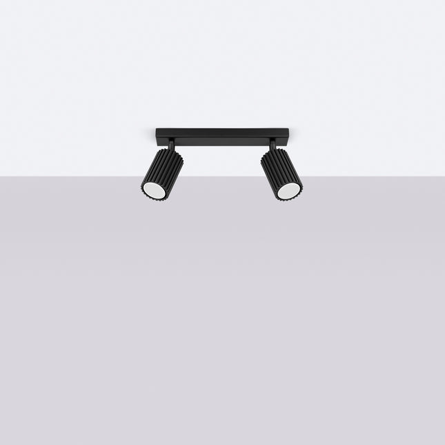 Plafonnier Oslo barre 2 spots orientables 30 cm noir, vue en situation