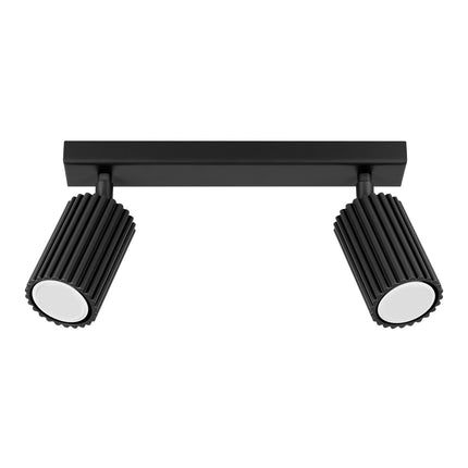Plafonnier Oslo barre 2 spots orientables 30 cm noir, packshot sur fond blanc