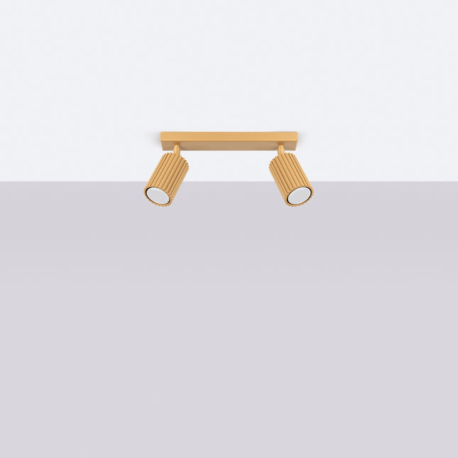 Plafonnier Oslo barre 2 spots orientables 30 cm or, vue en situation