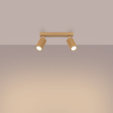 Plafonnier Oslo barre 2 spots orientables 30 cm or, lumière allumée