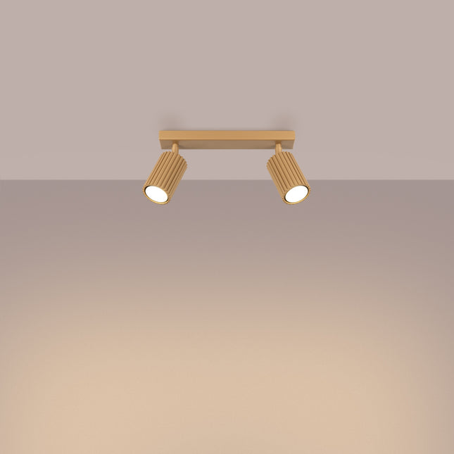Plafonnier Oslo barre 2 spots orientables 30 cm or, lumière allumée