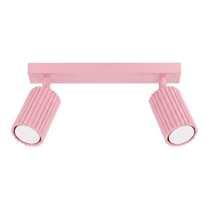 Plafonnier Oslo barre 2 spots orientables 30 cm rose poudré, packshot sur fond blanc