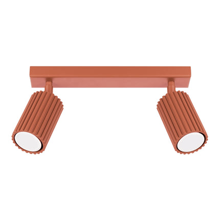 Plafonnier Oslo barre 2 spots orientables 30 cm rouge ocre, packshot sur fond blanc