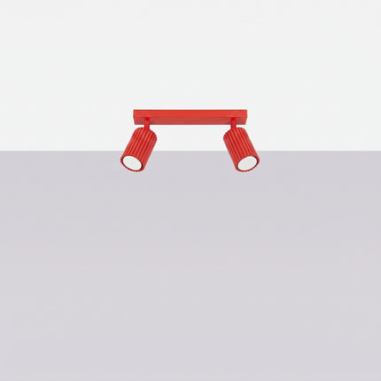Plafonnier Oslo barre 2 spots orientables 30 cm rouge vif, vue en situation sur fond clair