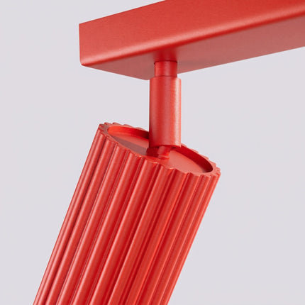 Plafonnier Oslo barre 2 spots orientables 30 cm rouge vif, détail de la fixation
