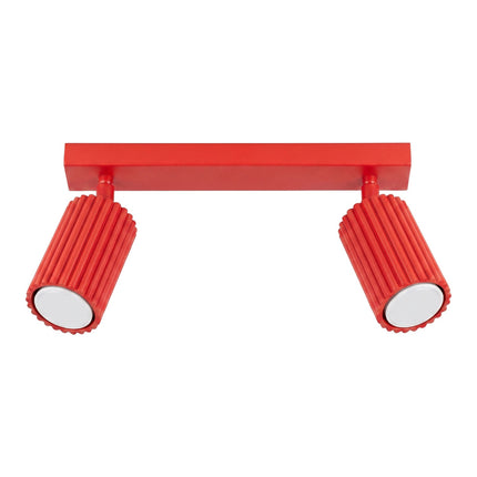 Plafonnier Oslo barre 2 spots orientables 30 cm rouge vif, packshot sur fond blanc