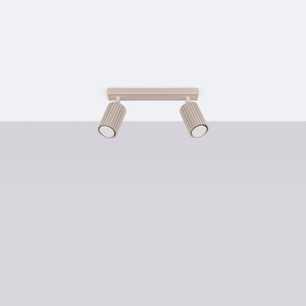 Plafonnier Oslo barre 2 spots orientables 30 cm taupe, vue en situation