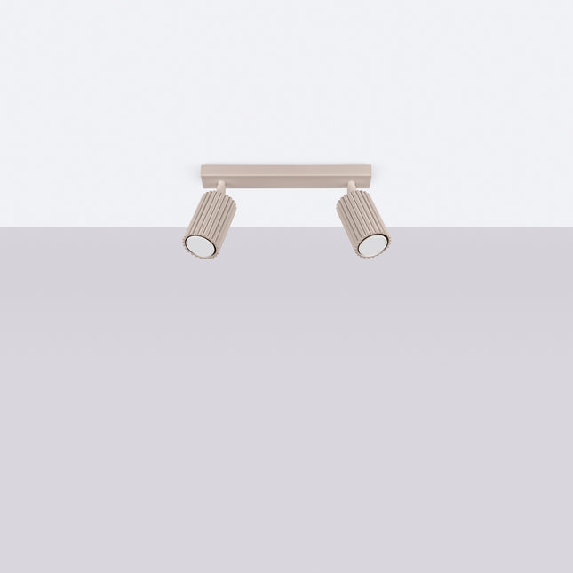 Plafonnier Oslo barre 2 spots orientables 30 cm taupe, vue en situation