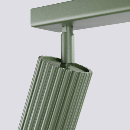 Plafonnier Oslo barre 2 spots orientables 30 cm vert olive, détail de la fixation