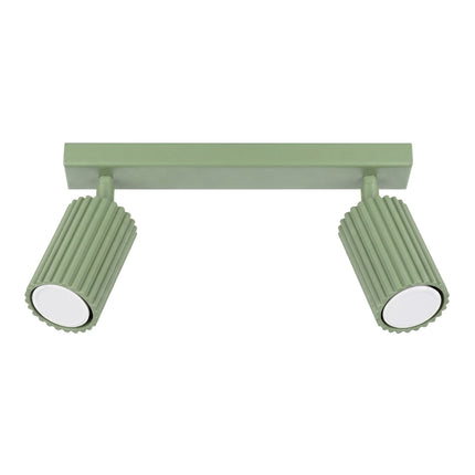Plafonnier Oslo barre 2 spots orientables 30 cm vert sauge, packshot sur fond blanc