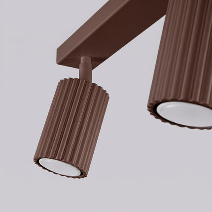 Plafonnier Oslo barre 3 spots orientables 45 cm brun chocolat, vue de détail