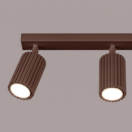 Plafonnier Oslo barre 3 spots orientables 45 cm brun chocolat, packshot de trois quarts