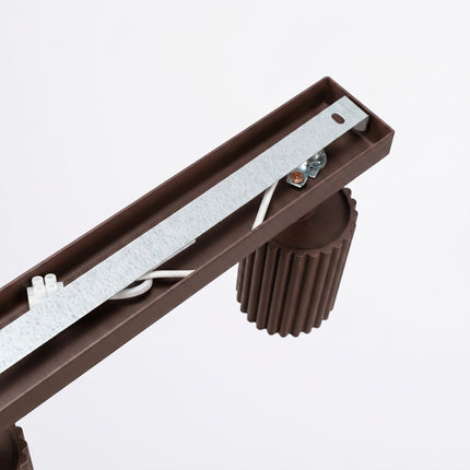 Plafonnier Oslo barre 3 spots orientables 45 cm brun chocolat, détail de la fixation