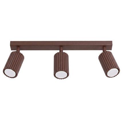 Plafonnier Oslo barre 3 spots orientables 45 cm brun chocolat, packshot sur fond blanc