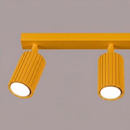 Plafonnier Oslo barre 3 spots orientables 45 cm jaune ambré, packshot de trois quarts